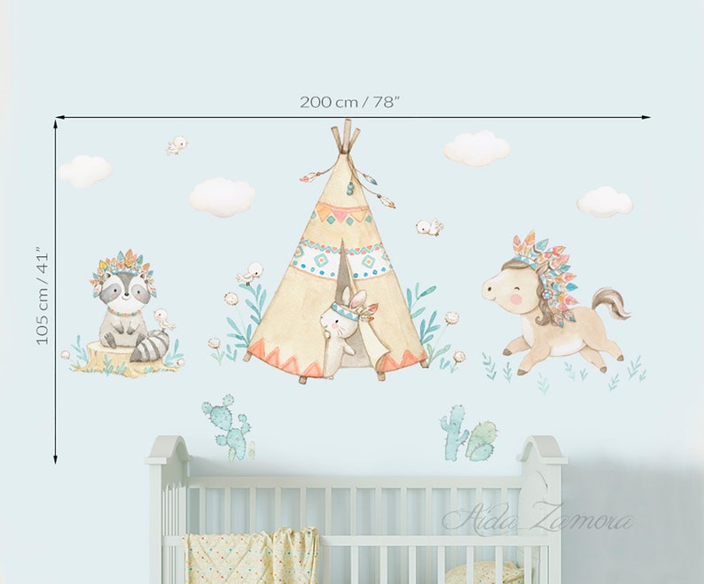 Reusable Fabric Wall Decal INDIAN TRIBE Nursery Wall Decal Etsy