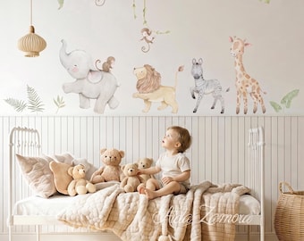 FABRIC Wall Decal for Kids - SAFARI Animal Wall Stickers - NURSERY Room Decor | Aida Zamora Design