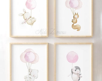 SET of Four Watercolor Nursery Art ANIMALS With BALLOONS, Ballons Animals Prints, Balloon Wall Art, Nursery Balloons Art, Aida Zamora. - Etsy SET of Four Watercolor Nursery Art ANIMALS With BALLOONS, Ballons Animals Prints, Balloon Wall Art, Nursery Balloons Art, Aida Zamora. - Etsy