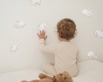 Adesivi murali in vinile di alta qualità per bambini, con uccellini, realizzati da Aida Zamora.