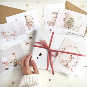 Set mit 6 WEIHNACHTSPOSTKARTEN, Weihnachtskarten, Weihnachtskarten, Weihnachtsgeschenk, Tierpostkarten, Weihnachtspostkarte, Aida Zamora