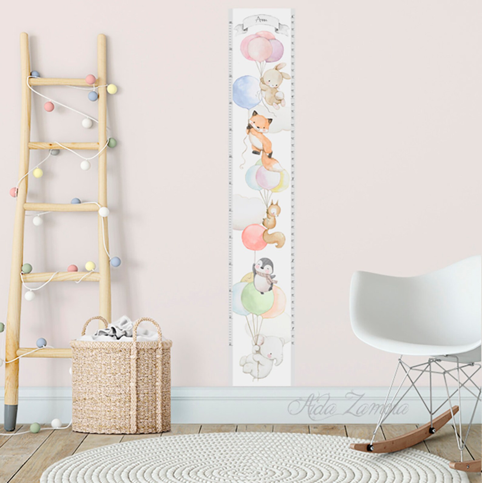 Personalized Growth Chart Sticker BALLOONS With ANIMALS Etsy