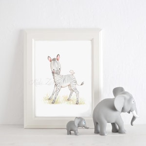 Nursery Art &quot;BABY ZEBRA&quot; Nursery watercolor Illustration, Zebra prints, Nursery zebra art, Safari animals prints, Safari nursery.