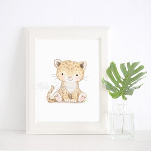 Nursery Art &quot;BABY JAGUAR&quot; Baby watercolor print, Jaguar nursery art, Safari wall art, Safari nursery print, Jungle animals art, Aida Zamora