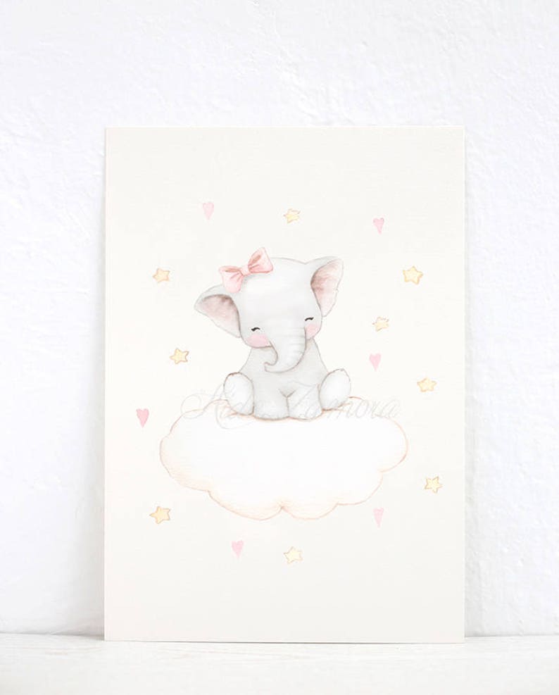 SET of Three Baby Girl Nursery Art elephants Etsy