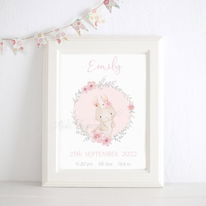 Baby birth print "HELLO WORLD" Personalized nursery art, New baby girl gift, Christening gift, Birth Details Print, Babyshower gift.