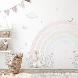 Fabric Wall Decal "rainbow" Nursery Wall Decal, Watercolor Floral ...