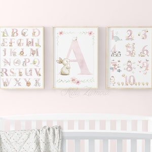 Set of two ABC & Numbers wall art, ENGLISH Alphabet, Animal Alphabet, Alphabet art print, Numbers print, ABC nursery art, Aida Zamora image 7