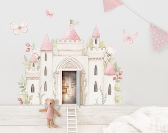 Vinilo infantil de tela de Alta Calidad, CASTILLO de HADAS, Vinilo infantil, Vinilo casa, Puerta Ratón Pérez, Casa con puerta Hadas
