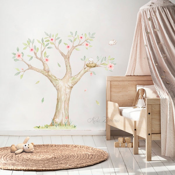 Vinyle en tissu pour enfants, ARBRE ENCHANTÉ, Vinyle d’arbre, Vinyle pour bébé, Vinyle aquarelle, Vinyle forestier, Vinyle pour enfants d’arbre, Aida Zamora.