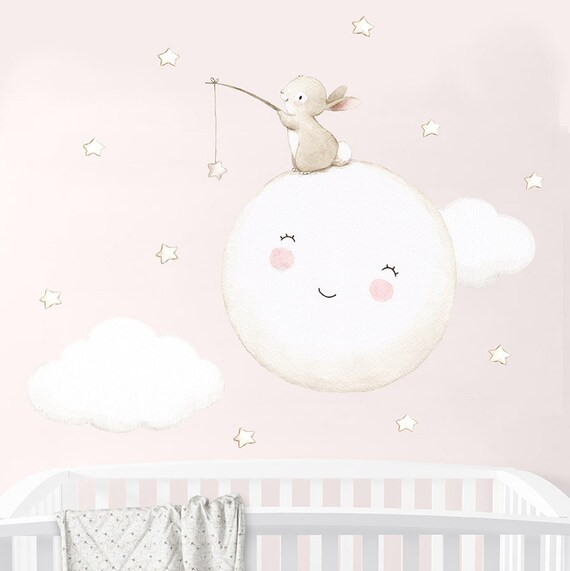 Kinder Vinyl Fabric Full Moon Vinyl Für Babys Und Kinder Vinyl Effekt Handbemalt Hase Vinyl Aida Zamora