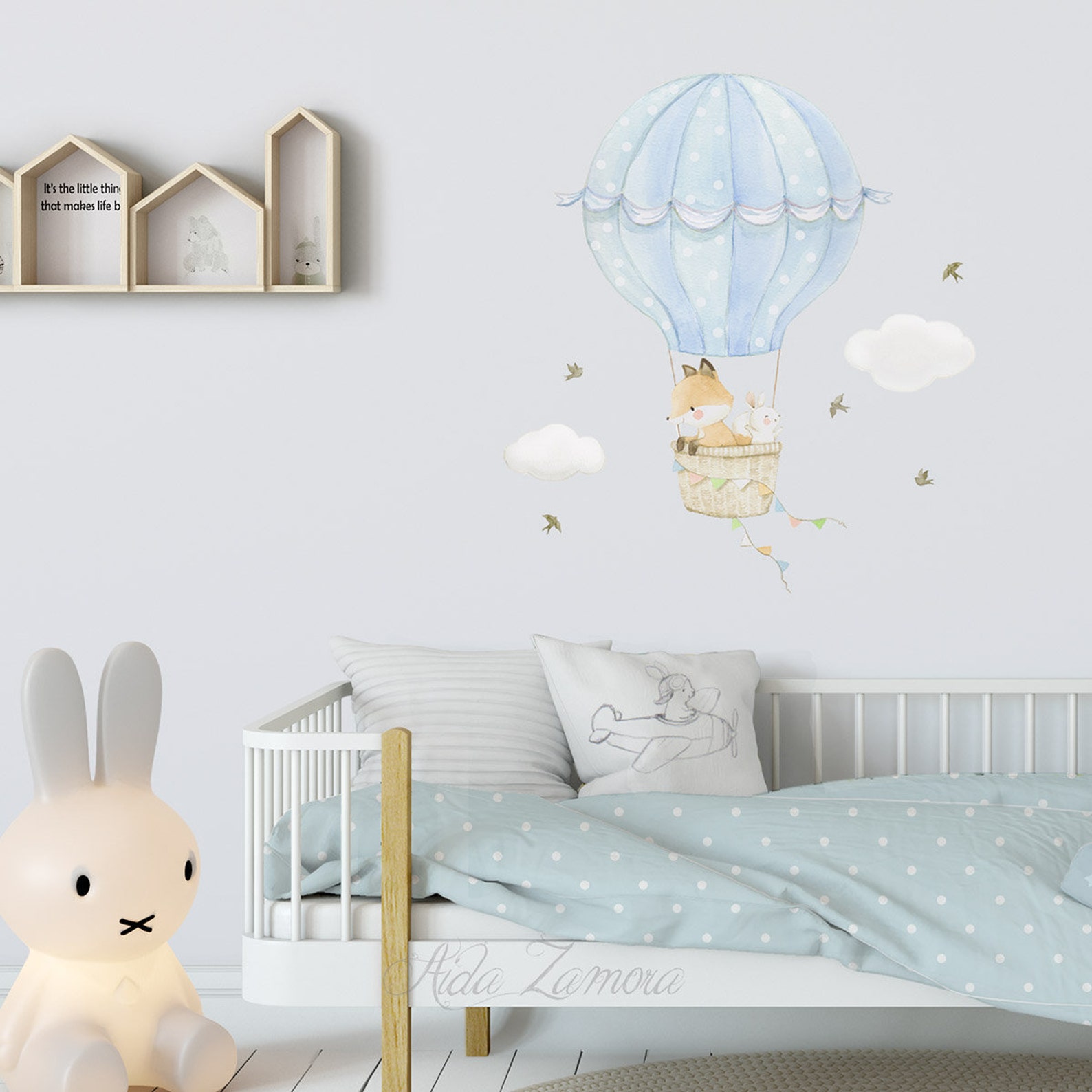 Fabric Wall Decal HOT AIR BALLOON Fox and Bunny Wall Decal Etsy