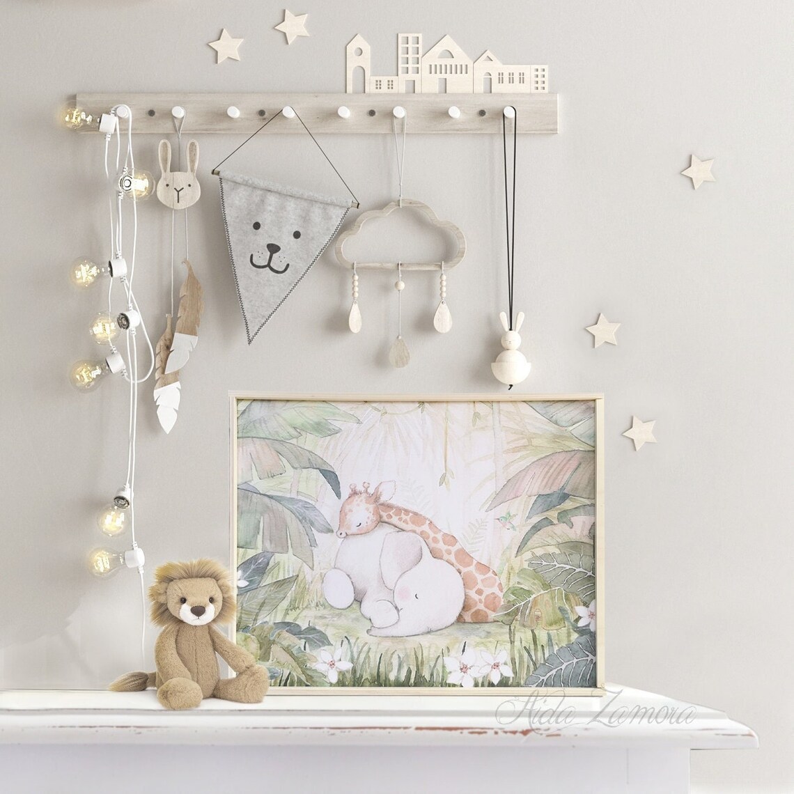 Baby Night Lamp bunnies Wooden Lamp Night Lamp Etsy