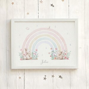 Imprimé pour enfants, ARC-EN-CIEL avec LAPINS, Arc-en-ciel pour bébés, Imprimés arc-en-ciel, Image arc-en-ciel, Arc-en-ciel aquarelle, Aida Zamora image 9