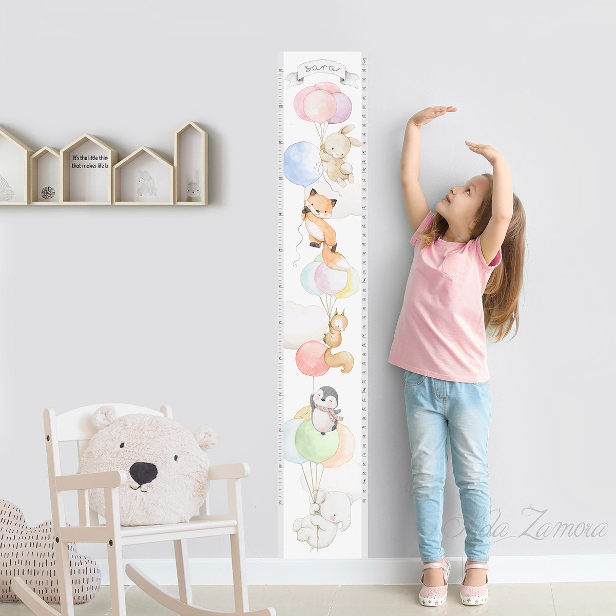 Medidor Infantil de altura ❤️ Medidor Crecimiento en forma de PLUMA -  Decoración habitación infantil ❤️ Decoración de Madera ❤️ Juguetines