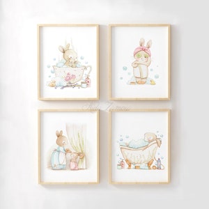 SET of four prints for bathrooms &quot;SPA in my BATHROOM&quot; Bahtroom prints, Girls bathroom art, Bathroom wall art, kids Bathroom wall art
