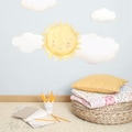 Removable Fabric Wall Decal, HAPPY SUN, Nursery wall decal, Watercolor Sun decal, Sun wall decal, Sun sticker, Sun nursery decal, Yellow sun
