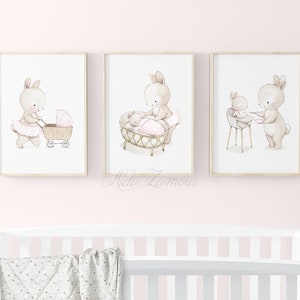 SET of three Nursery Art "MY BABY" Whimsical Print, Nursery wall art, Nursery animals, Baby nursery art, Mom and Baby prints, Aida Zamora.