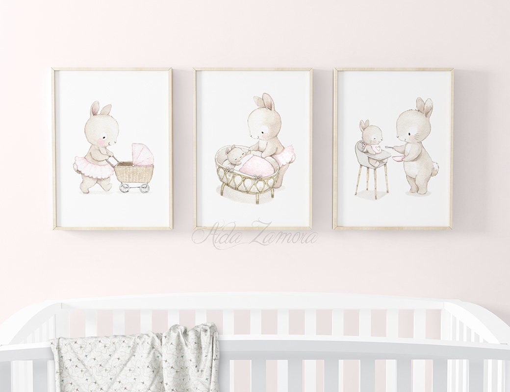 Set mit DREI Kinderdrucken „MEIN BABY“. Drucke für Babys, Tiergemälde für Kinder, Tiergemälde, Aquarelldrucke.