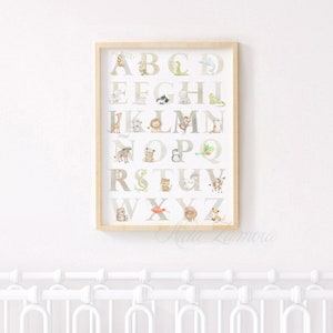 ABC wall art, SPANISH Alphabet, Animal Alphabet, Alphabet art print, Alphabet nursery print, ABC nursery art, Aida Zamora