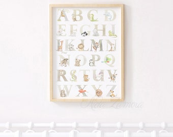 ABC wall art, SPANISH Alphabet, Animal Alphabet, Alphabet art print, Alphabet nursery print, ABC nursery art, Aida Zamora