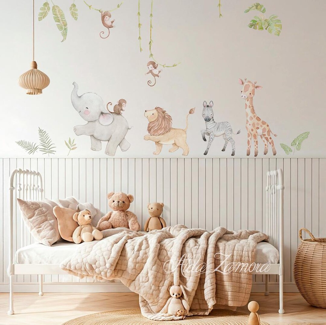 Reusable Fabric Wall Decal, SAFARI ANIMALS, Nursery Wall Decal ...