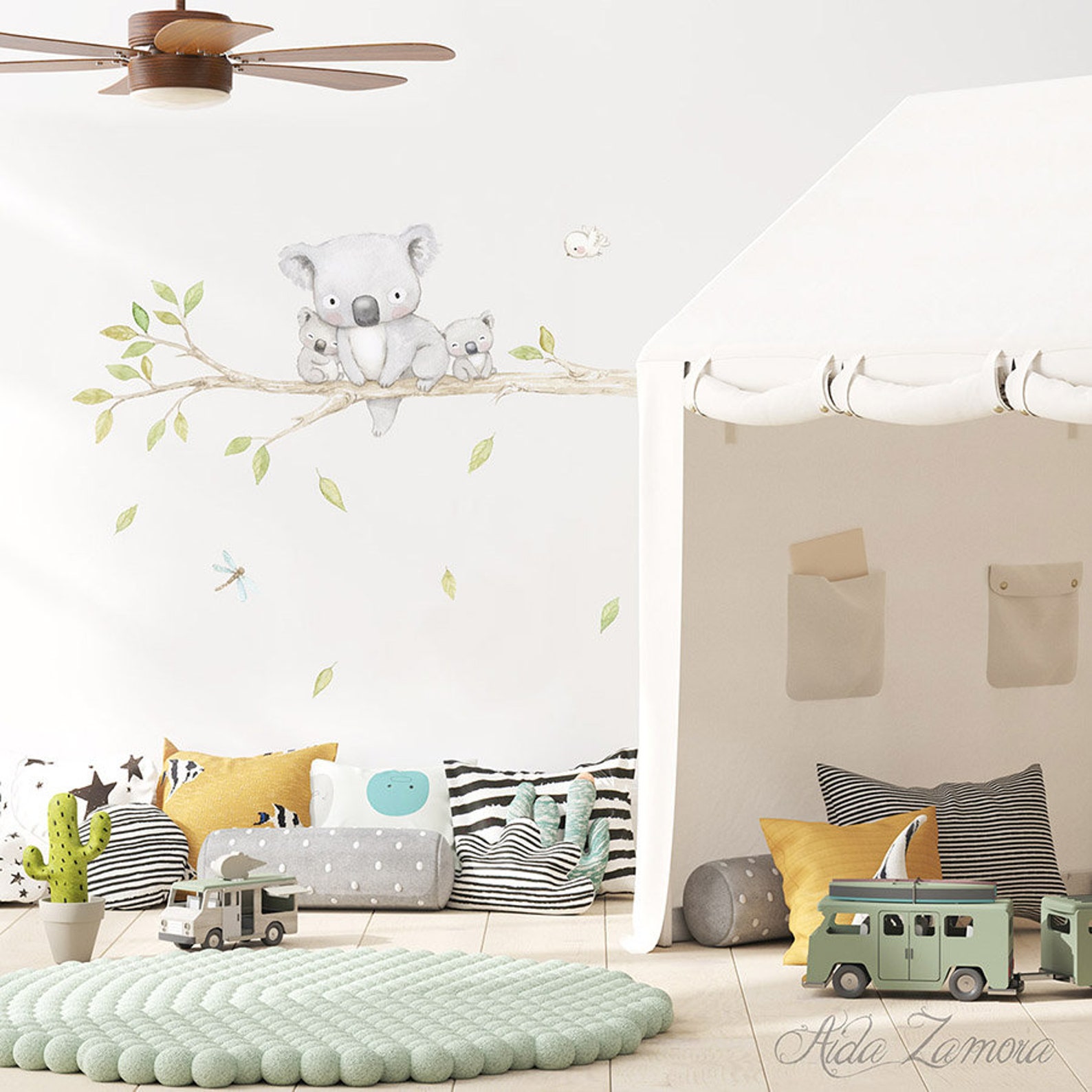 Fabric Wall Decal KOALAS FAMILY Nursery Wall Decal Tree Etsy