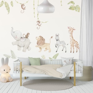 Reusable Fabric Wall Decal, SAFARI ANIMALS, Nursery wall decal, Watercolor decal, Safari Nursery sticker, African animals wall decal. image 6