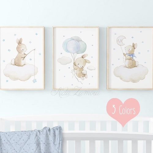 SET of Four Watercolor Nursery Art woodland Etsy