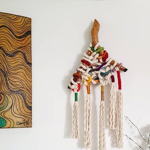 Boho decor, modern macrame rope wall art, rustic decor, tied knot tapestry