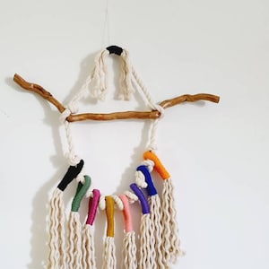 Boho decor tassel garland, modern macrame, rope wall hanging, colorful boho tassels