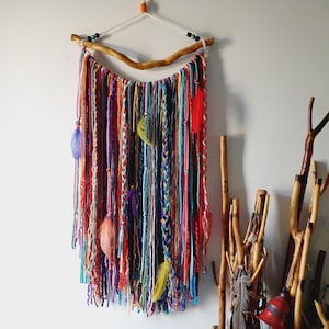 Yarn wall hanging for Bohemian Decor home, Boho Garland, Wall Tapestry