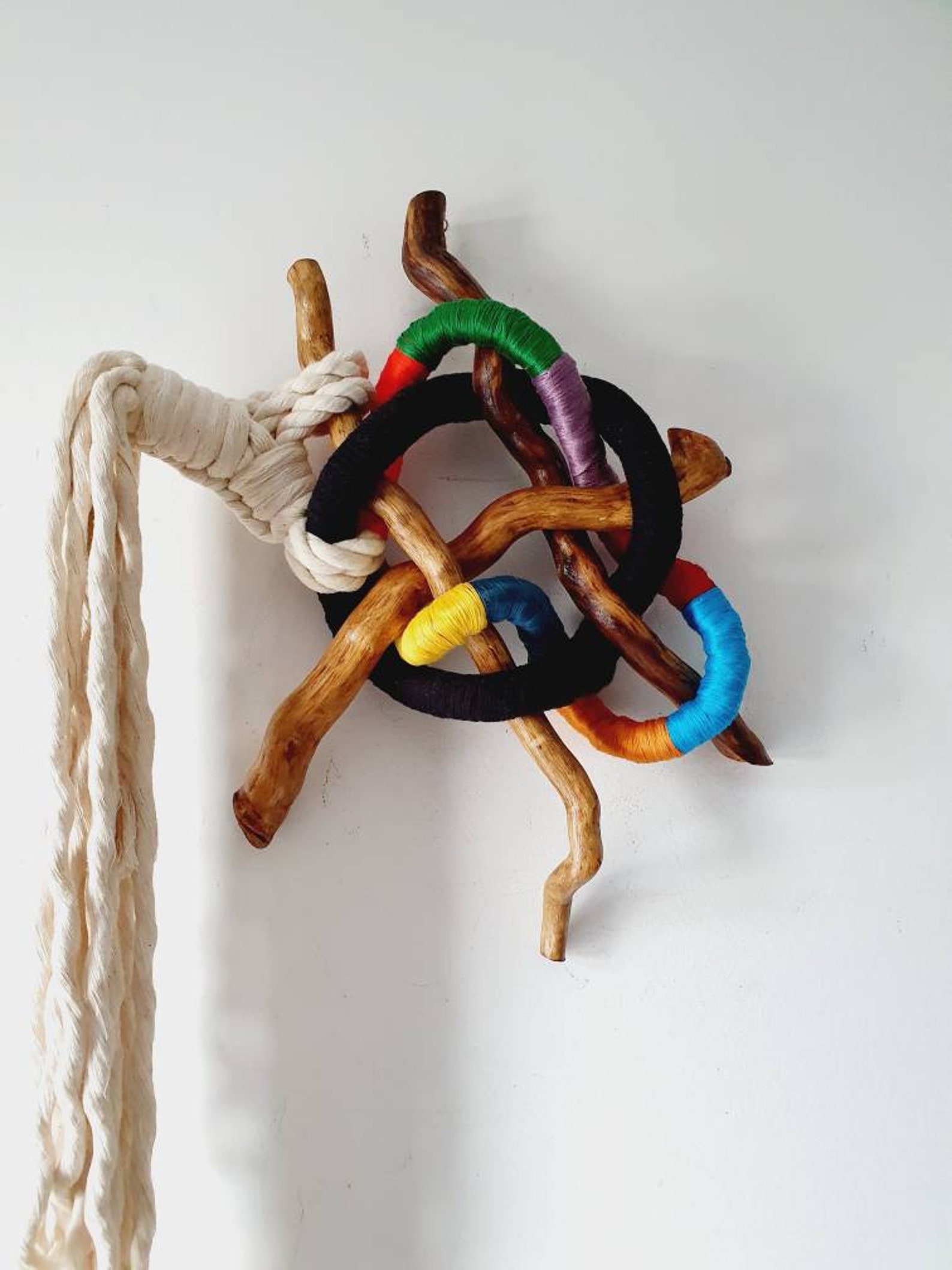 Rope Wall Decor Wood Abstract Wall Sculpture Textured Wall Etsy