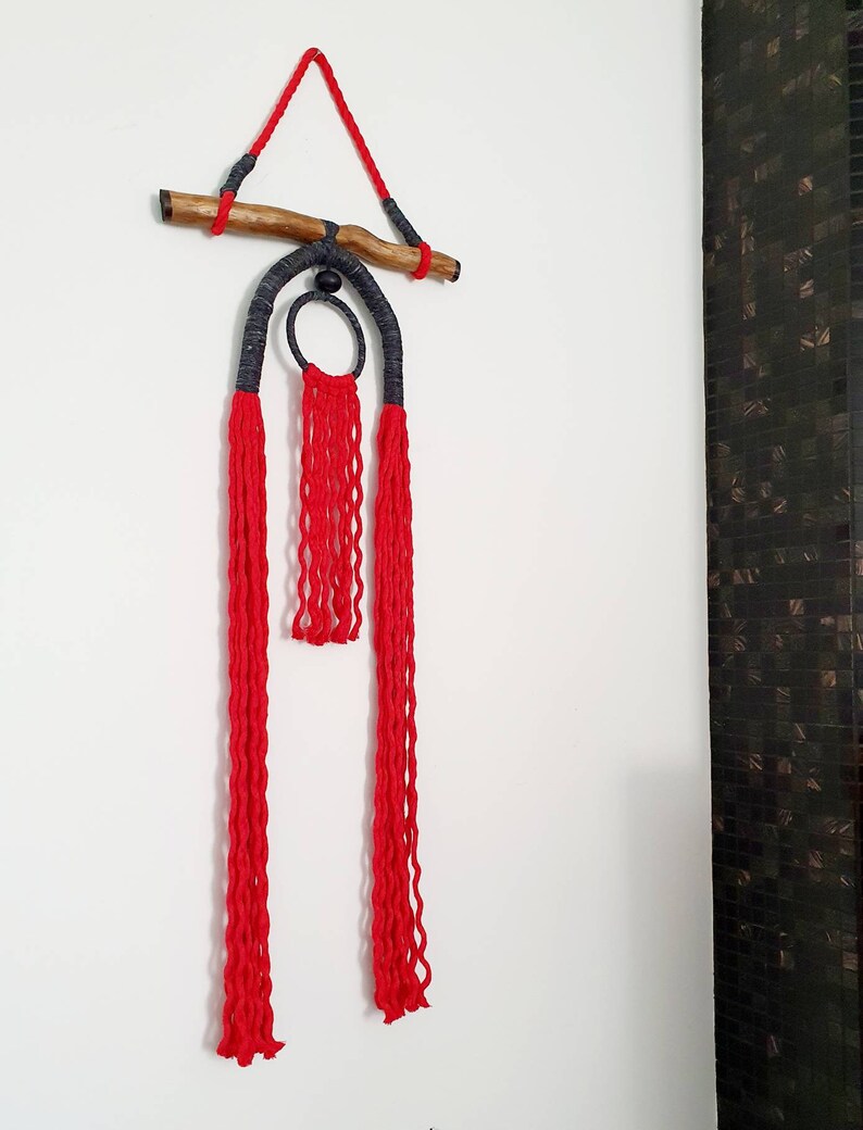 Modern Bohemian Rope Knot Wall Art Red Decor Colorful Boho - Etsy