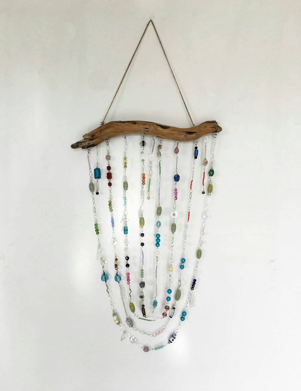 Crystal Suncatcher Mobile on Driftwood Beaded wind chime Etsy