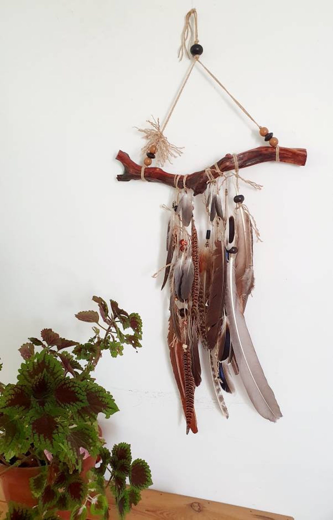 Native American style woodland feather wall art tribal | Etsy
