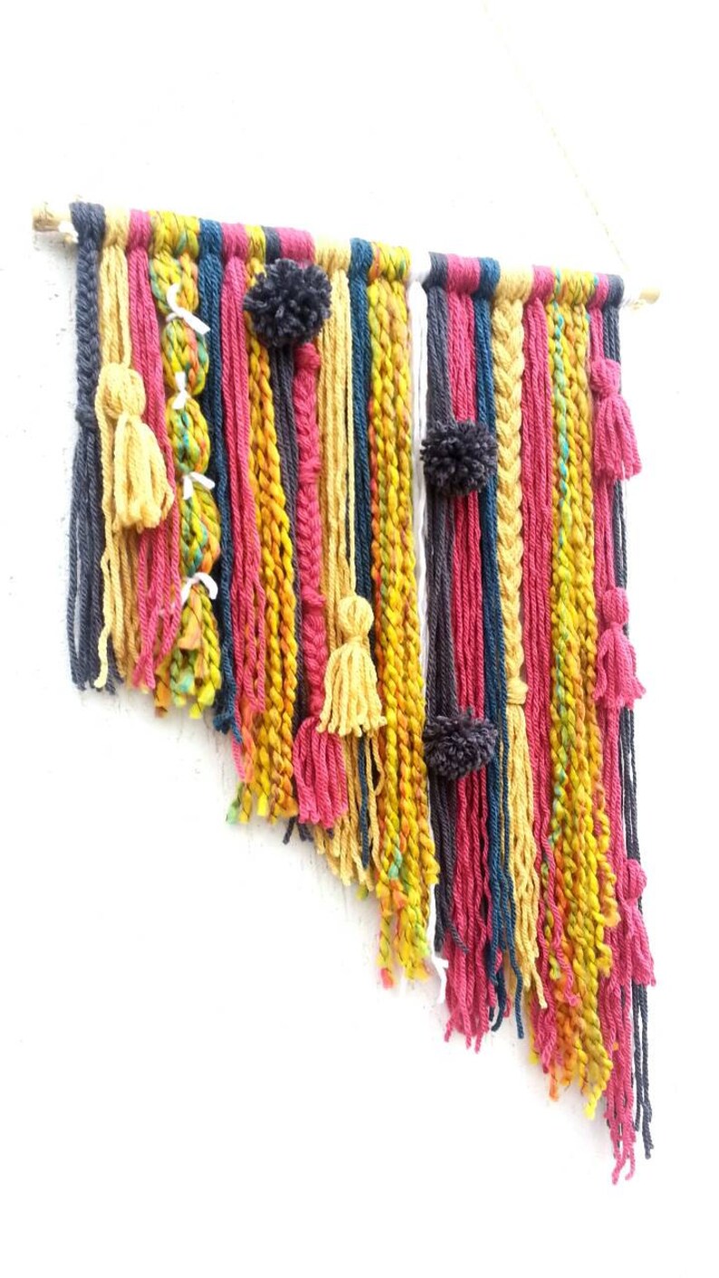 Yarn tapestry Bohemian Decor Wall Hanging Yarn Mobile Boho Etsy
