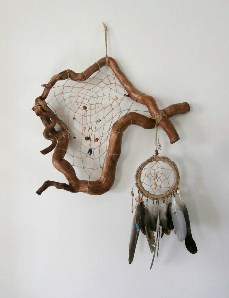 Large dream catcher Rustic wall hanging Unusual Bohemian Etsy