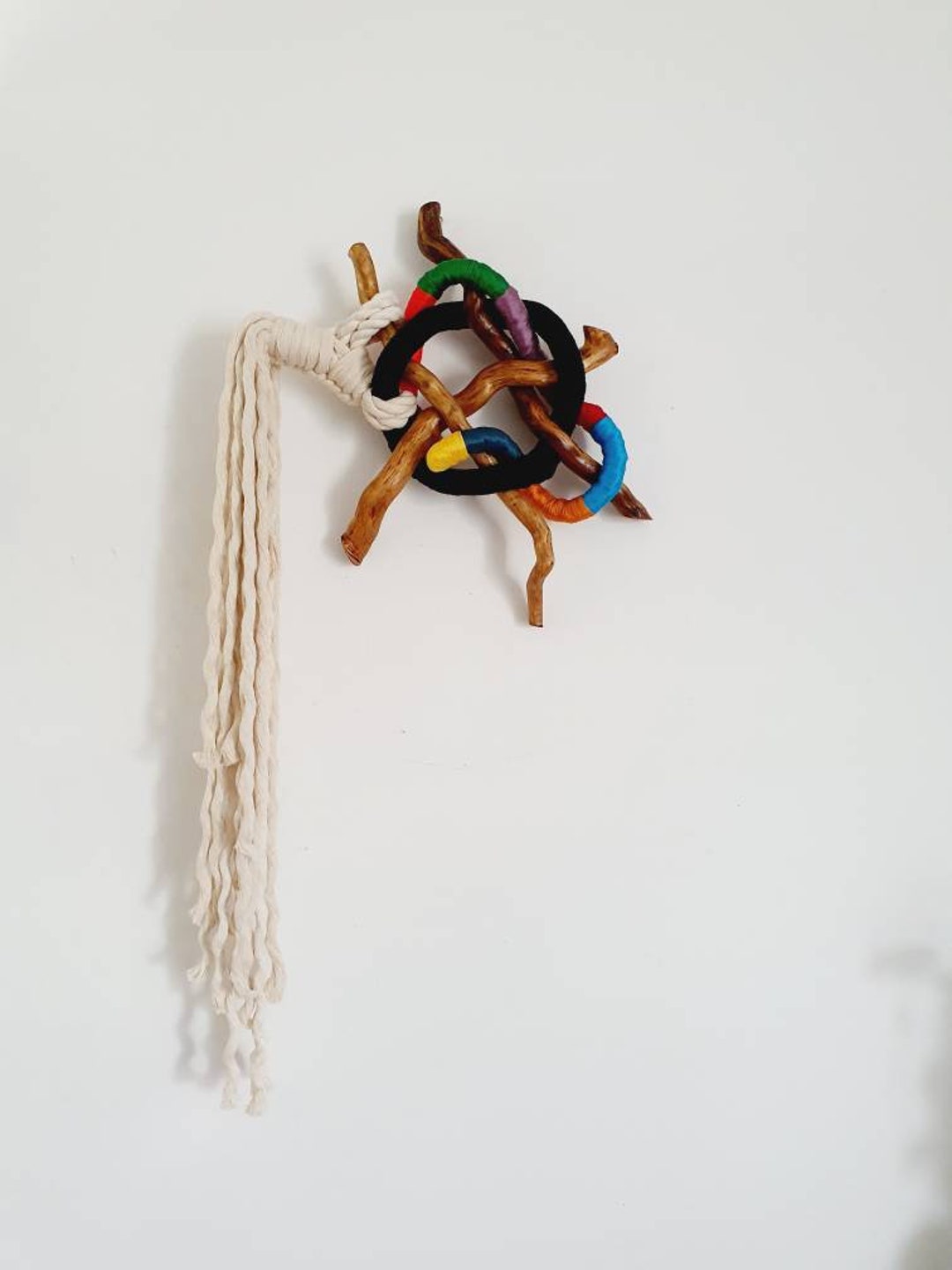 Abstract Rope Wall Art: Boho Rustic Wood Sculpture - Etsy