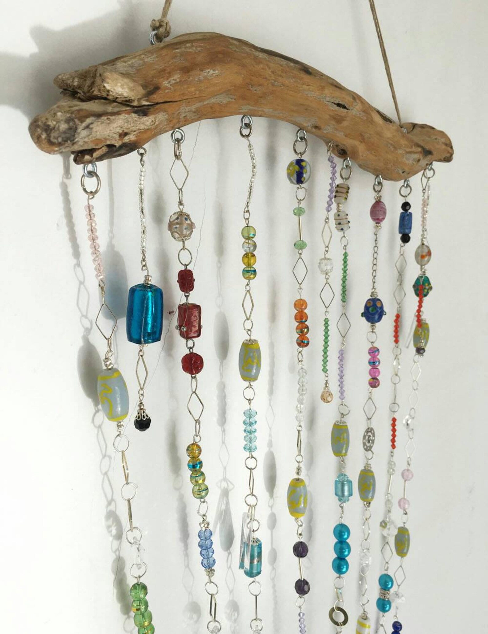 Crystal Suncatcher Mobile on Driftwood Beaded wind chime Etsy