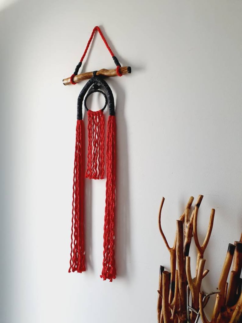 Modern Bohemian Rope Knot Wall Art Red Decor Colorful Boho - Etsy