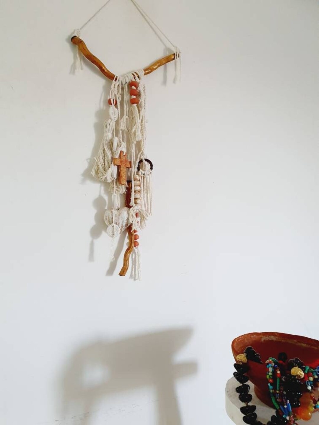 Hanging Totems, Clay Wall Beads, Scandinavian Home, Beaded Wall Hanging