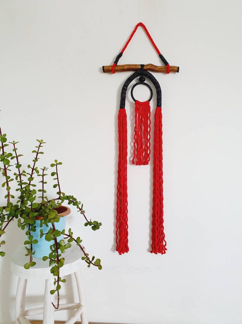 Modern Bohemian Rope Knot Wall Art Red Decor Colorful Boho - Etsy