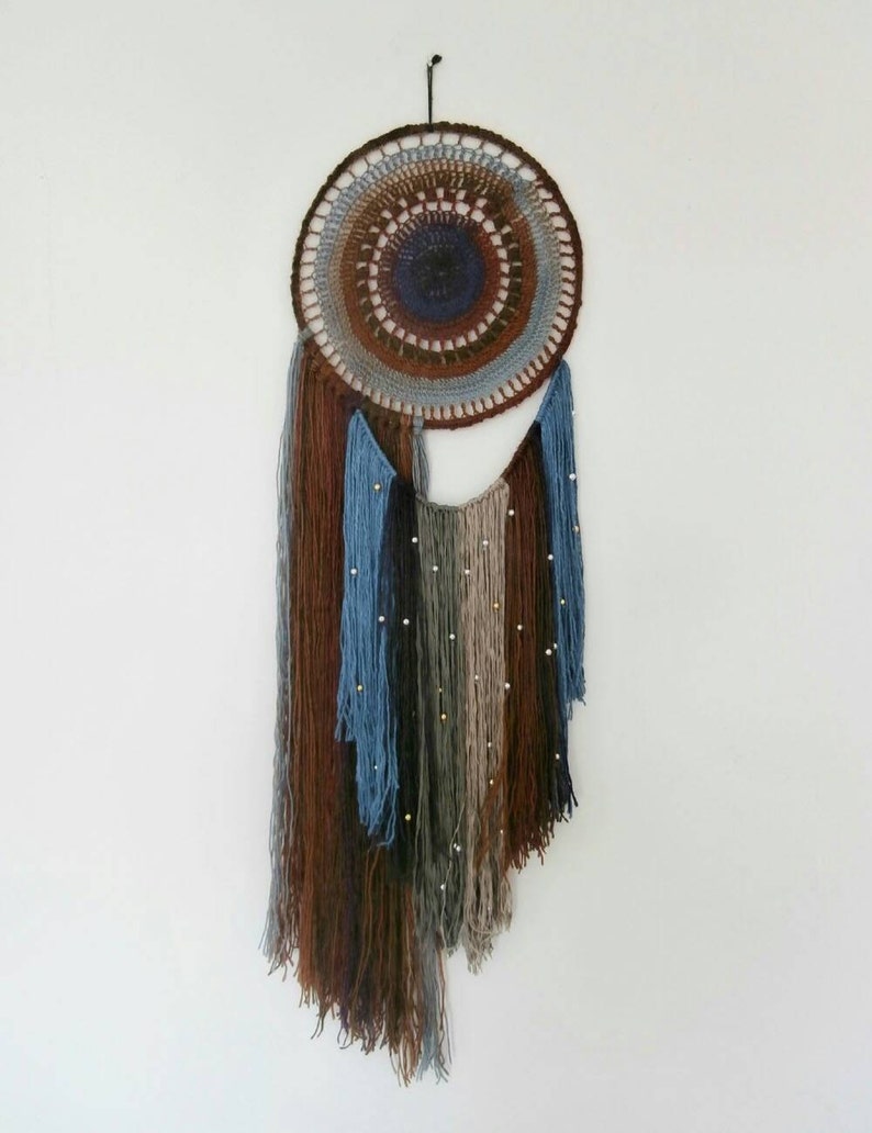 Doily dream catcher wall tapestry boho decoration in earth Etsy