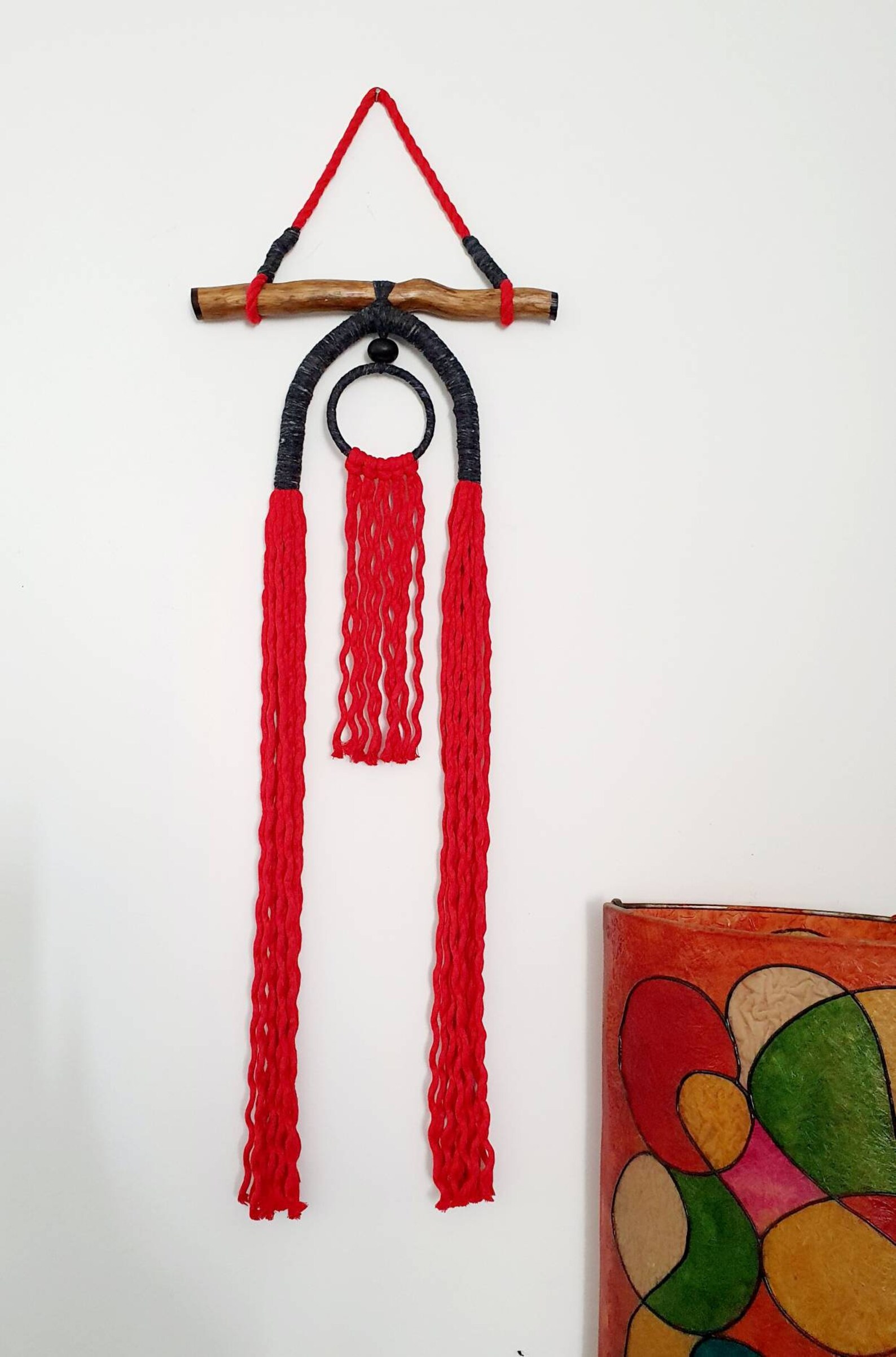 Modern Bohemian Rope Knot Wall Art Red Decor Colorful Boho - Etsy