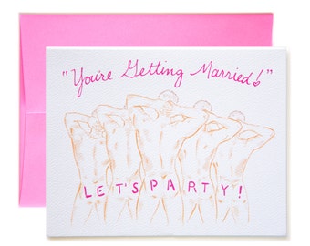 You're Getting Married!  Let's Party! Magic Mike Bachelorette Party Card