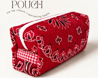 Boxy Quilted Bandana Zip Pouch