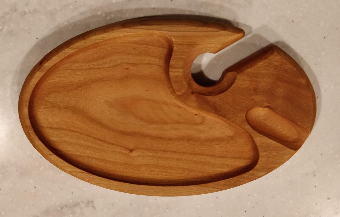 Wooden Appetizer Tray With Wine Glass Holder Template Etsy