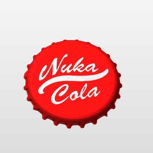 May include: Red bottle cap with white text that reads "Nuka Cola".