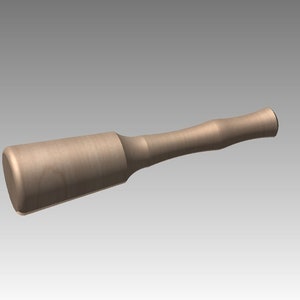 May include: A wooden mallet with a rounded head and a long handle. The mallet is made of light brown wood and has a smooth finish.